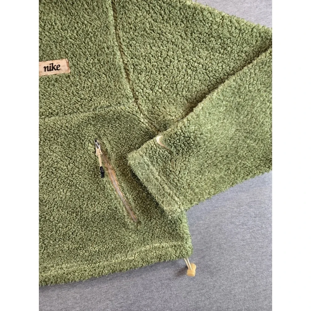Nike Therma-Fit Sweatshirt Womens Small Green‎ 1/2 Zip Fleece Pullover Cropped